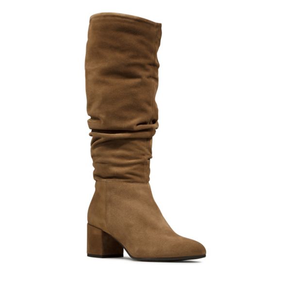 Clarks Womens Sheer Slouch Knee High Boots Brown | UK-1739086